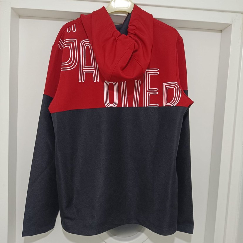 Kırmızı siyah Kapüşonlu Erkek Sweatshirt - Görsel 5