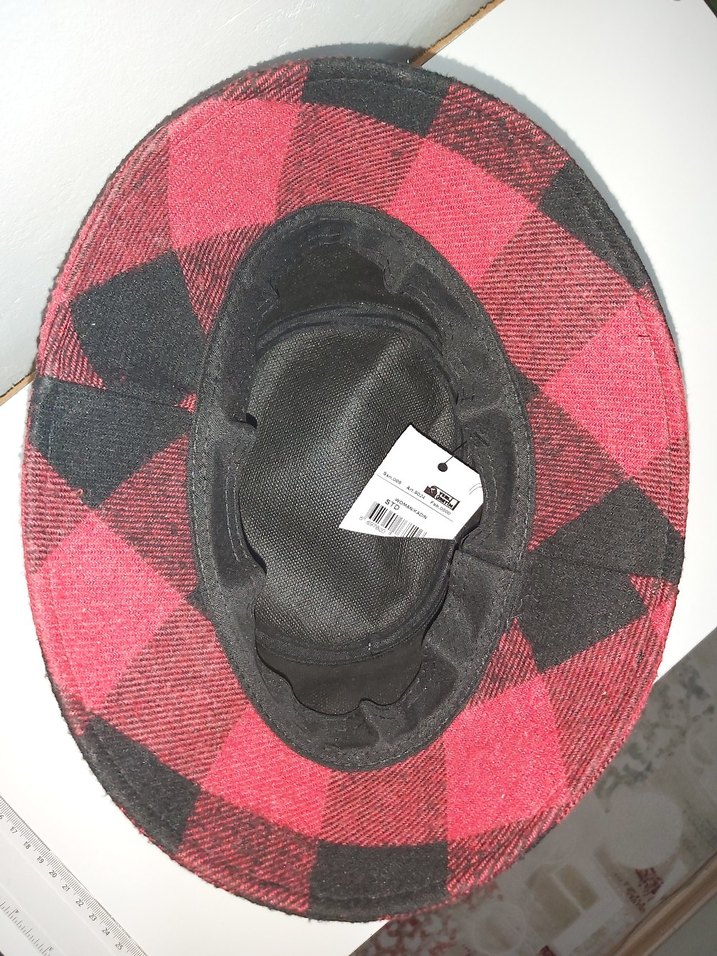 Kırmızı Ekose  Kadın Şapka - Görsel 5