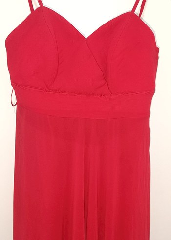 Kırmızı Uzun Askılı Abiye Elbise - Görsel 2