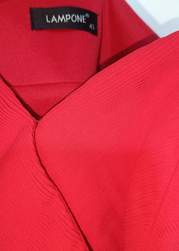 Kırmızı Uzun Askılı Abiye Elbise - Görsel 3