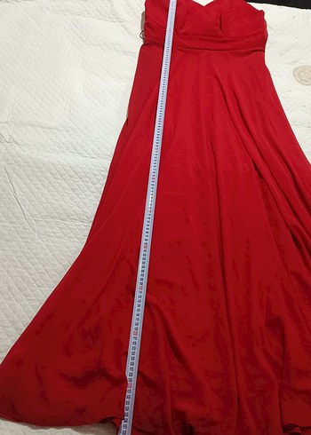 Kırmızı Uzun Askılı Abiye Elbise - Görsel 6