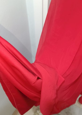 Kırmızı Uzun Askılı Abiye Elbise - Görsel 10