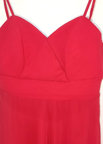 Kırmızı Uzun Askılı Abiye Elbise - Görsel 12