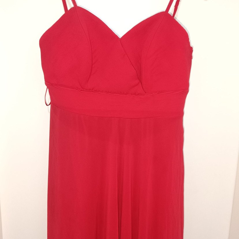 Kırmızı Uzun Askılı Abiye Elbise - Görsel 2