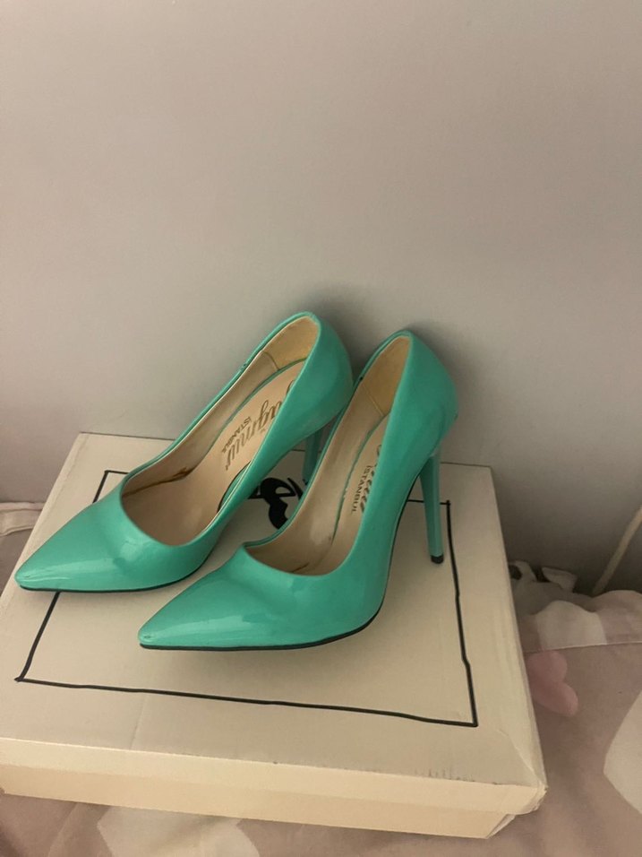 Turkuaz Minimalist Stiletto Topuklu Kadın Ayakkabı - Görsel 4
