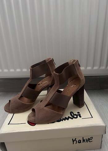 Bej Süet Kadın Platform Topuklu Ayakkabı - Görsel 5