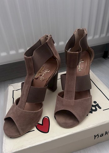 Bej Süet Kadın Platform Topuklu Ayakkabı - Görsel 4