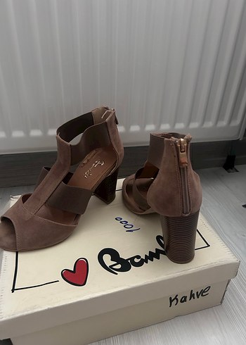 Bej Süet Kadın Platform Topuklu Ayakkabı - Görsel 2