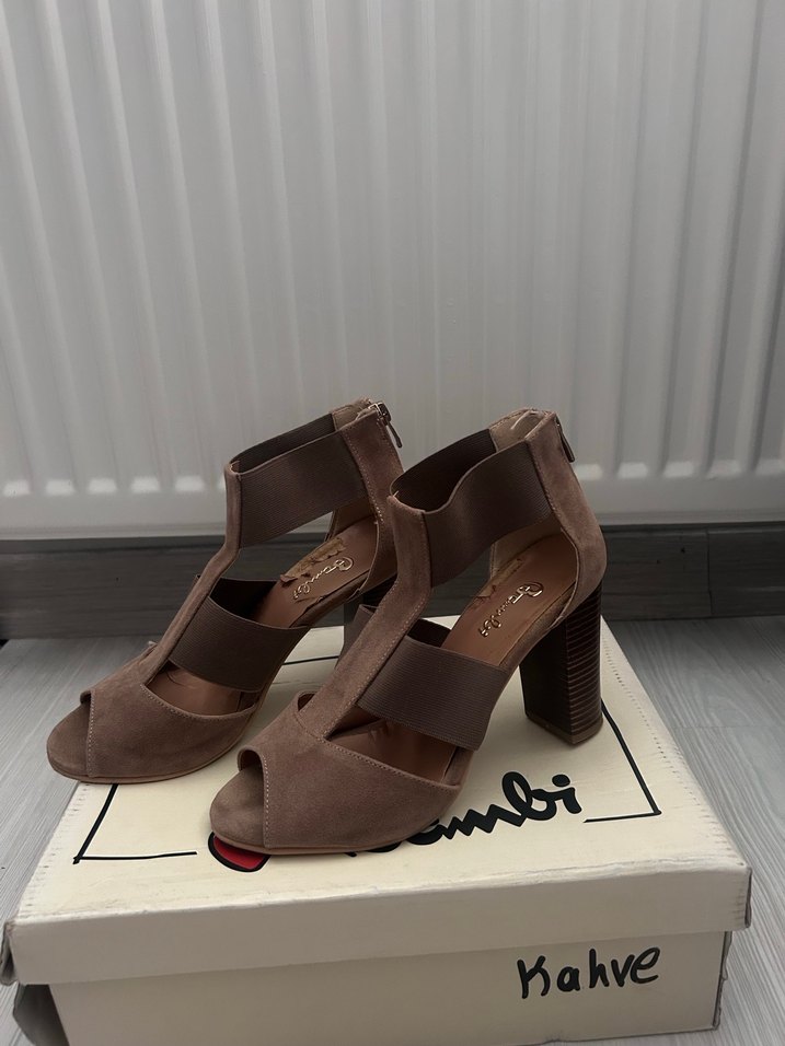 Bej Süet Kadın Platform Topuklu Ayakkabı - Görsel 5