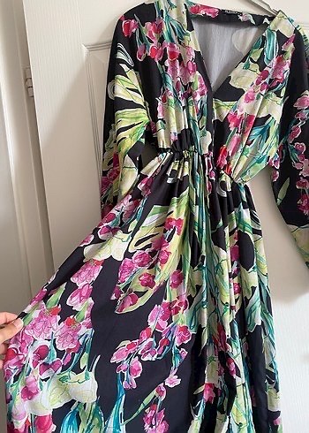 Çiçek Desenli Uzun Bohem Elbise - Görsel 4