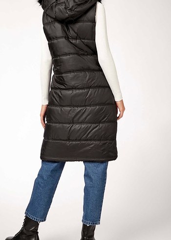 Kemerli Siyah Midi Kadın Şişme Yelek - Görsel 4