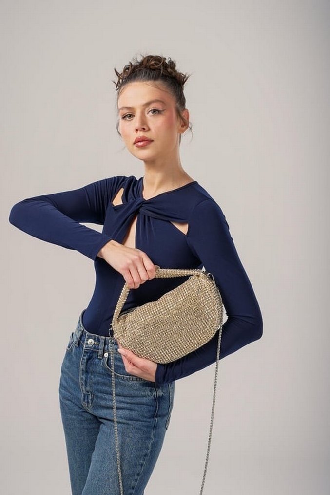 Zincir Detaylı Bej Kadın Çanta - Görsel 3