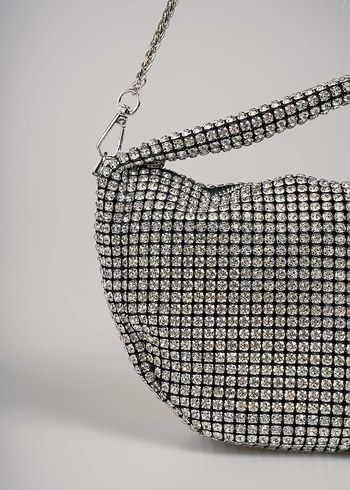 Gri Zincir Detaylı Puantiyeli Kadın Çanta - Görsel 2