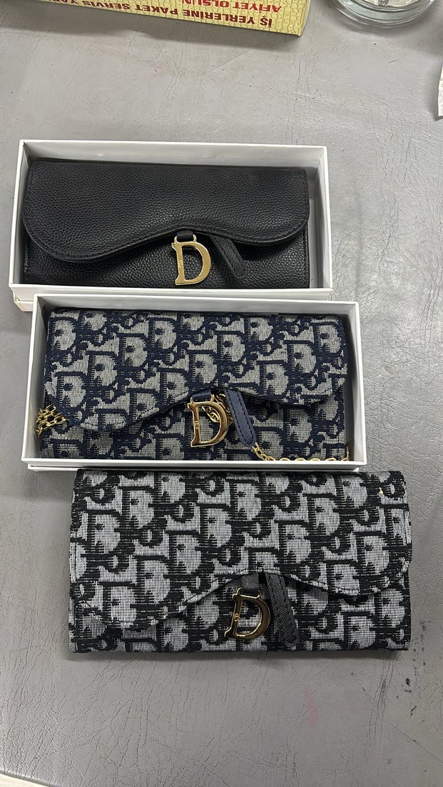 Christian Dior Zincir Detaylı Gri Denim Kadın Cüzdan - Görsel 2