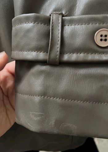 MANUKA Düğmeli Vizon Deri Kadın Ceket - Görsel 4