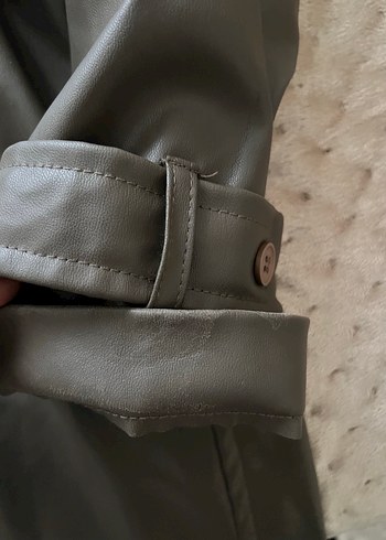 MANUKA Düğmeli Vizon Deri Kadın Ceket - Görsel 3