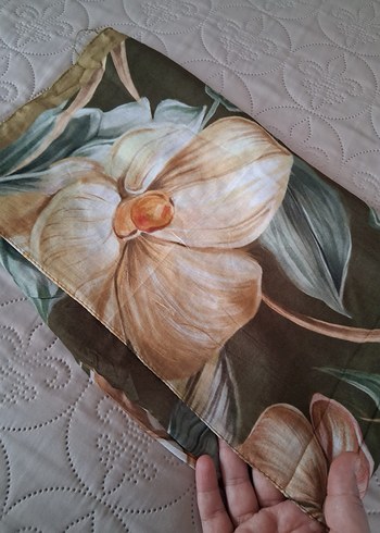 FRESH SCARFS RAMİ ŞAL Koyu Haki Renkli Drapeli İpek Şal - Görsel 4