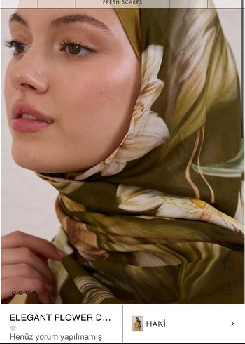 FRESH SCARFS RAMİ ŞAL Koyu Haki Renkli Drapeli İpek Şal - Görsel 2