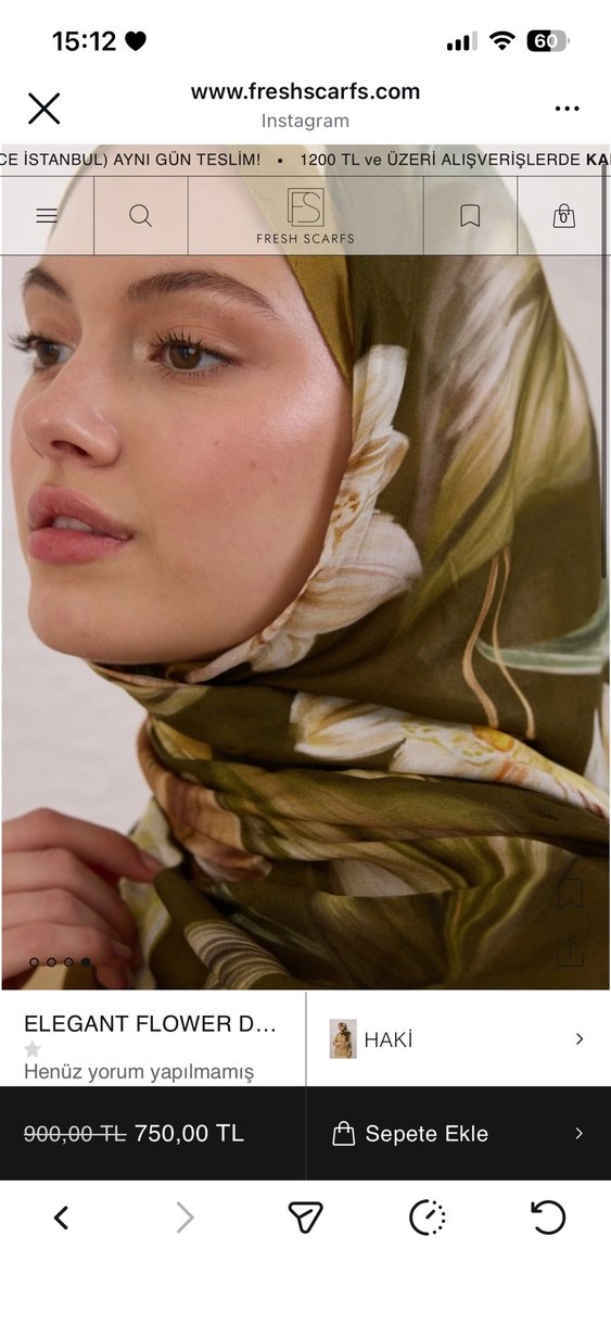 FRESH SCARFS RAMİ ŞAL Koyu Haki Renkli Drapeli İpek Şal - Görsel 2