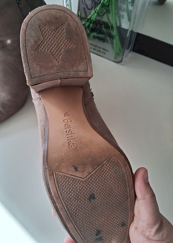 BERSHKA  SÜET BOT Kadın Bej Süet Topuklu Bot - Görsel 3