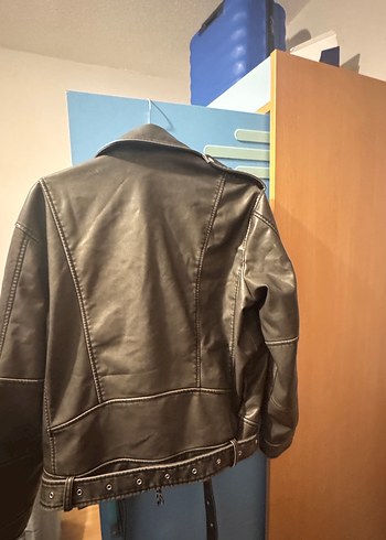 Erkek kemerli Deri ceket - Görsel 3
