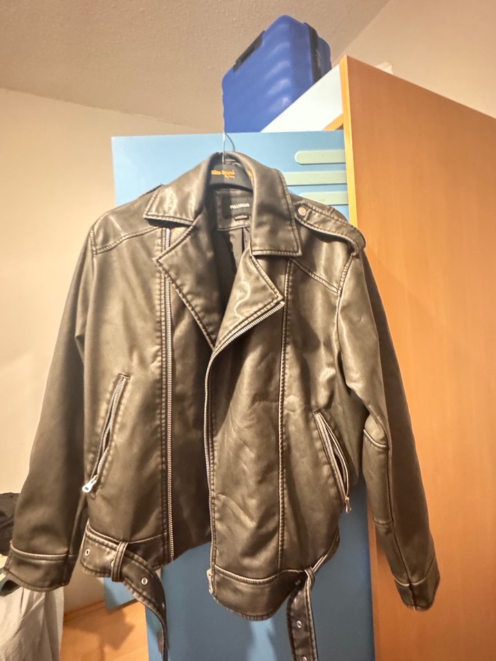 Erkek kemerli Deri ceket - Görsel 2