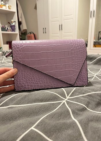 Mor Yılan Desenli Deri Kadın Çanta - Görsel 2