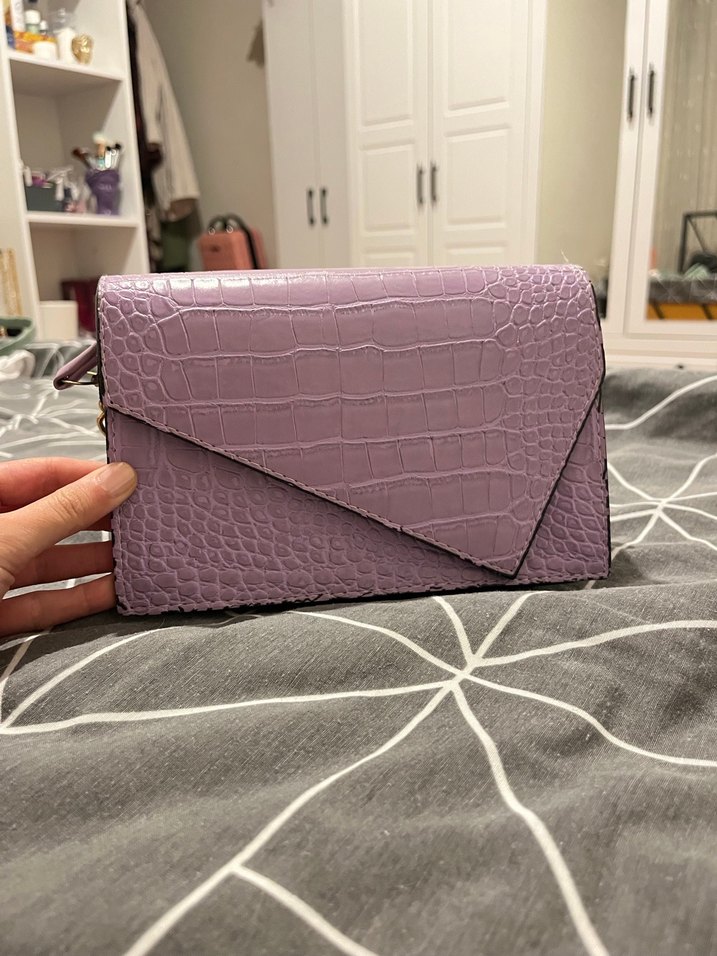 Mor Yılan Desenli Deri Kadın Çanta - Görsel 2