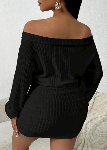 Uzun Kollu Siyah Mini Elbise - Görsel 2