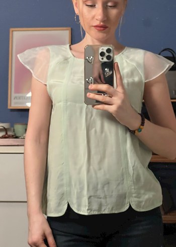 Yargıcı Su Yeşili Şeffaf Kadın Bluz - Görsel 2