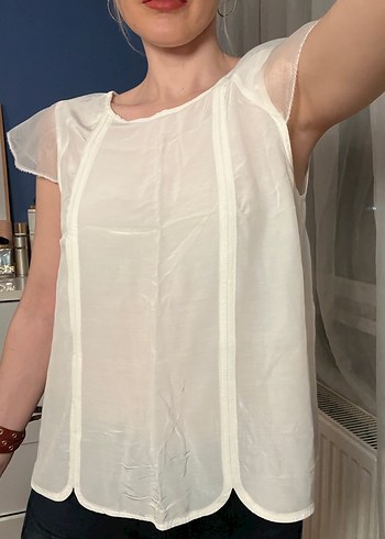 Yargıcı Şeffaf Kısa Kollu Beyaz Bluz - Görsel 2