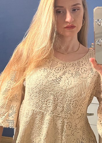 Intimissimi Bej Dantel Detaylı Bohem Kadın Bluz - Görsel 4