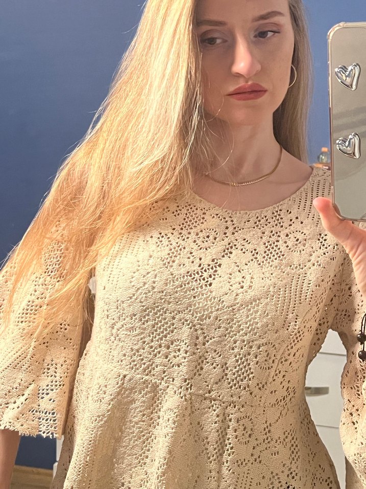 Intimissimi Bej Dantel Detaylı Bohem Kadın Bluz - Görsel 4