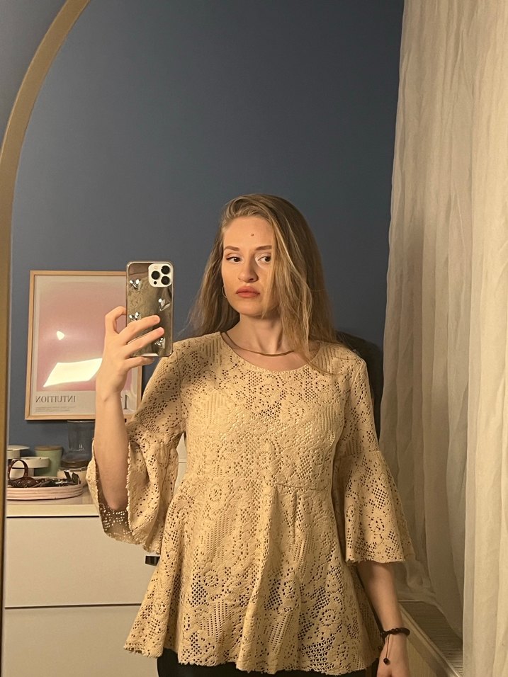 Intimissimi Bej Dantel Detaylı Bohem Kadın Bluz - Görsel 2