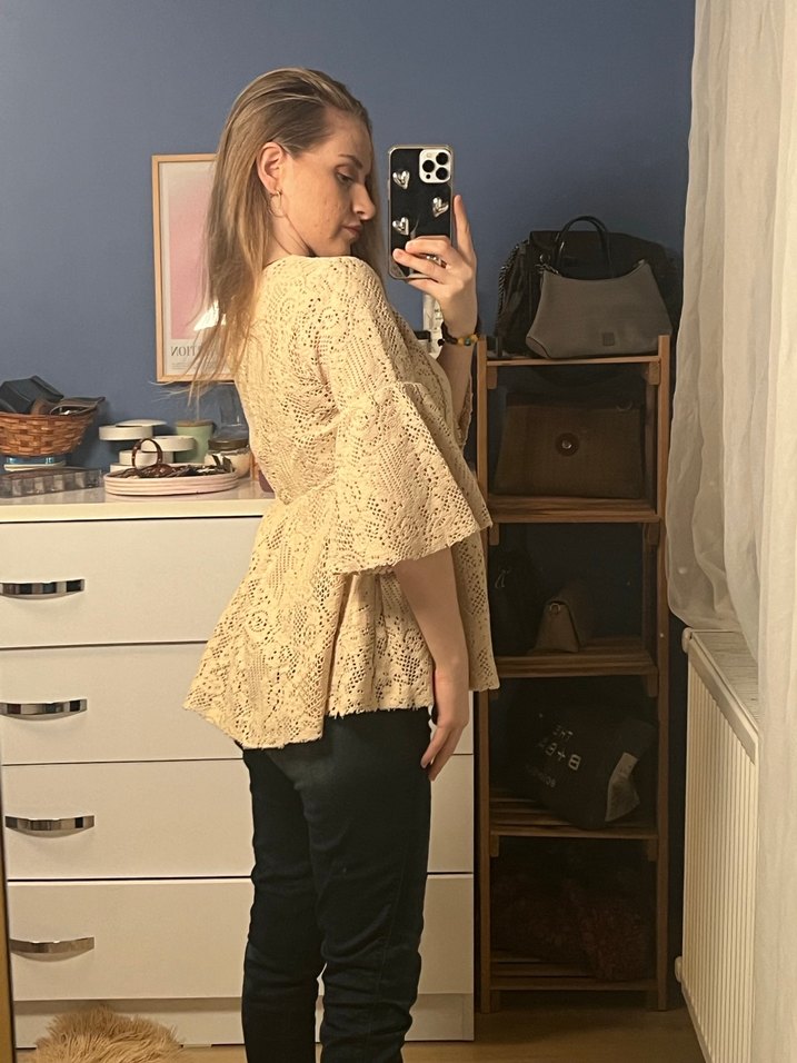 Intimissimi Bej Dantel Detaylı Bohem Kadın Bluz - Görsel 3