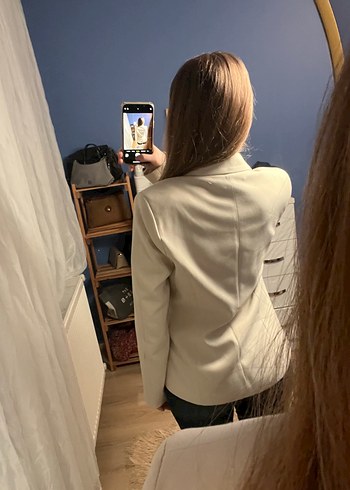 Bej Kadın Süet Düğmeli Blazer Ceket - Görsel 6