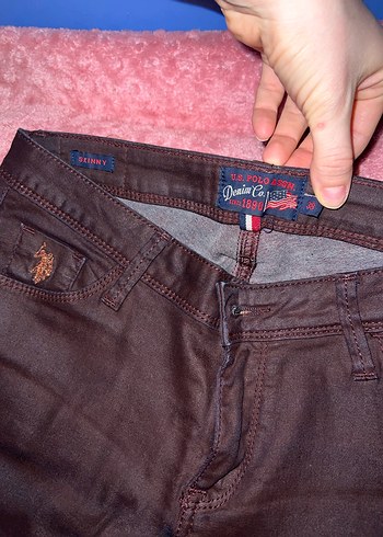 US POLO ASSN Skinny Bordo Kadın Kot Pantolon - Görsel 2