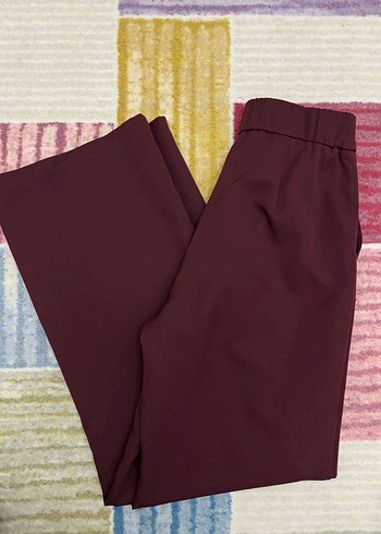 Kadın Bordo Midi Kumaş Pantolon - Görsel 5