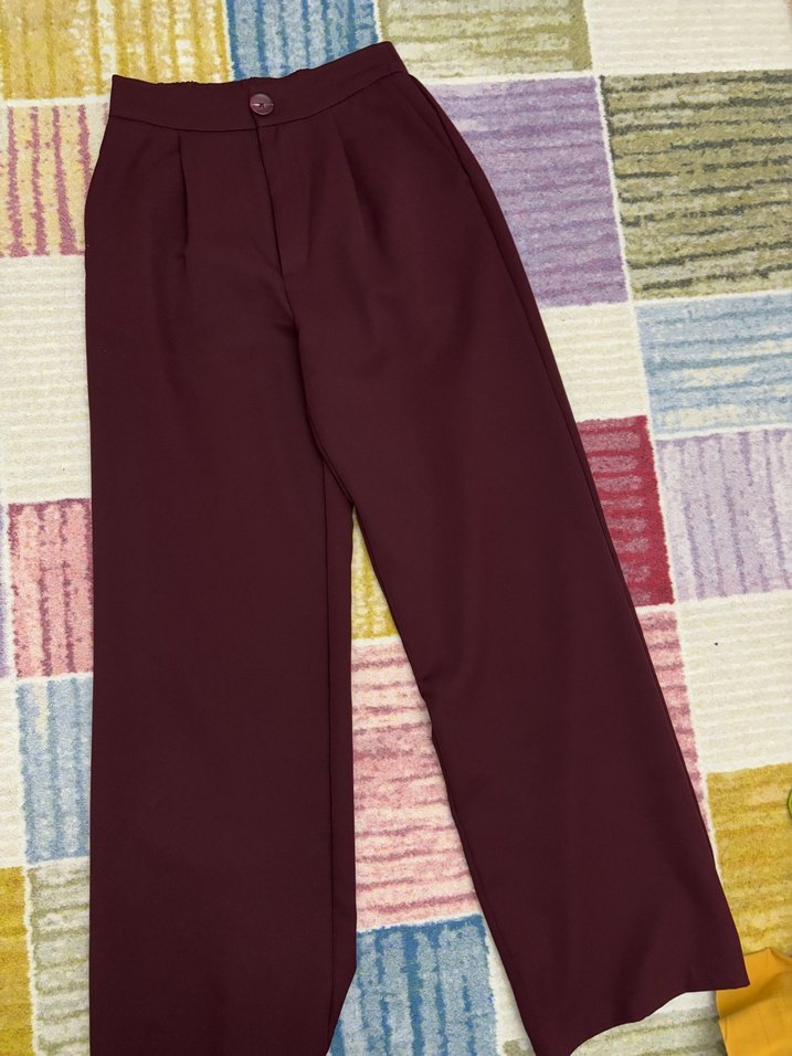 Kadın Bordo Midi Kumaş Pantolon - Görsel 4