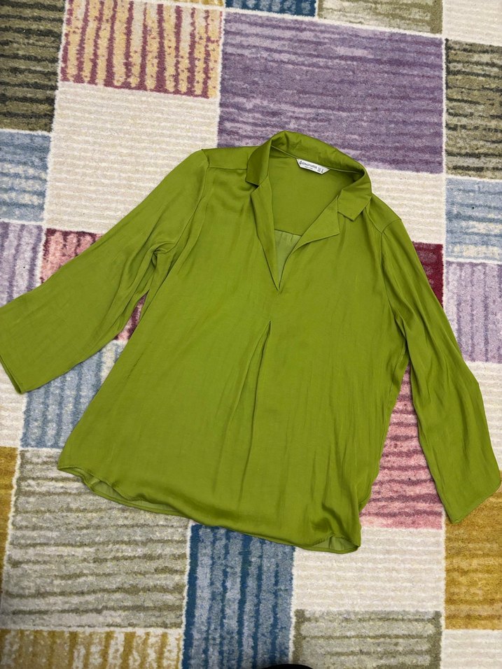 Stradivarıus yeşil  Saten Kadın bluz - Görsel 2