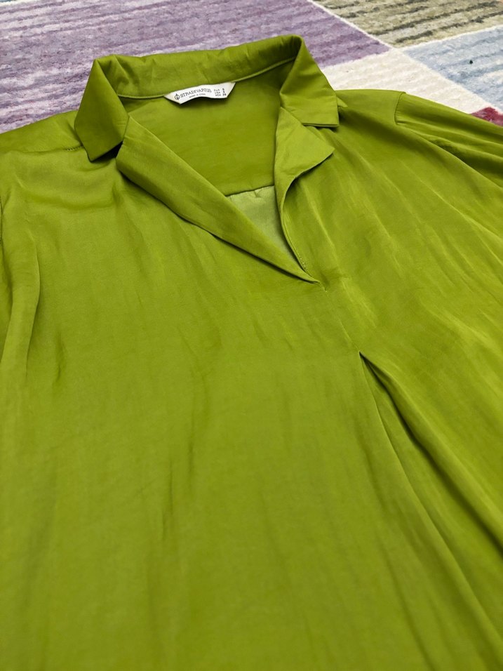 Stradivarıus yeşil  Saten Kadın bluz - Görsel 4