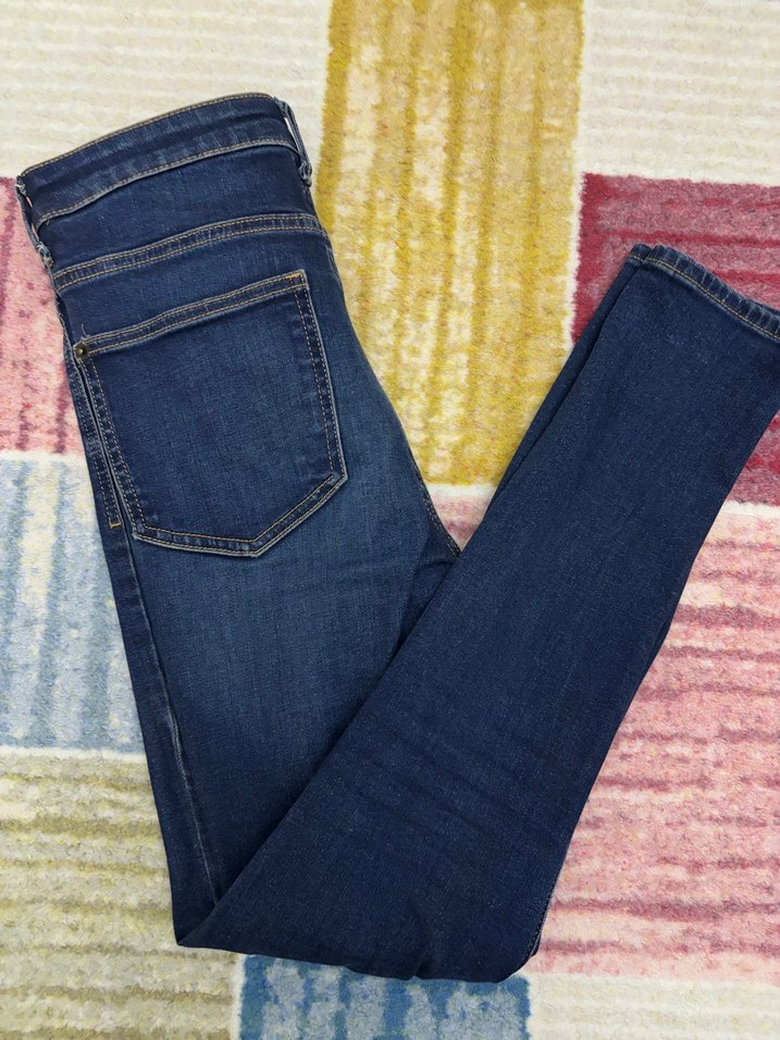 Marks & Spencer Kadın Parlak Lacivert Kemerli Dar Kesim Jean - Görsel 4