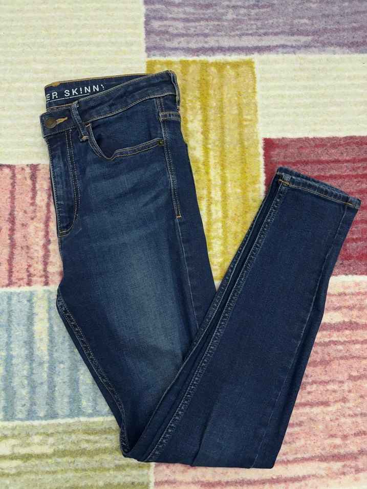 Marks & Spencer Kadın Parlak Lacivert Kemerli Dar Kesim Jean - Görsel 2