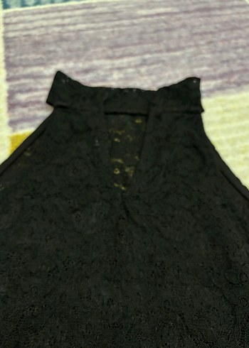 Dantelli Siyah Yüksek Yakalı Kadın Bluz - Görsel 4