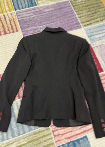 Düğmeli Uzun Kollu Kadın Gri Blazer - Görsel 5