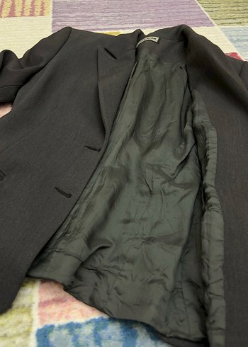 Düğmeli Uzun Kollu Kadın Gri Blazer - Görsel 4