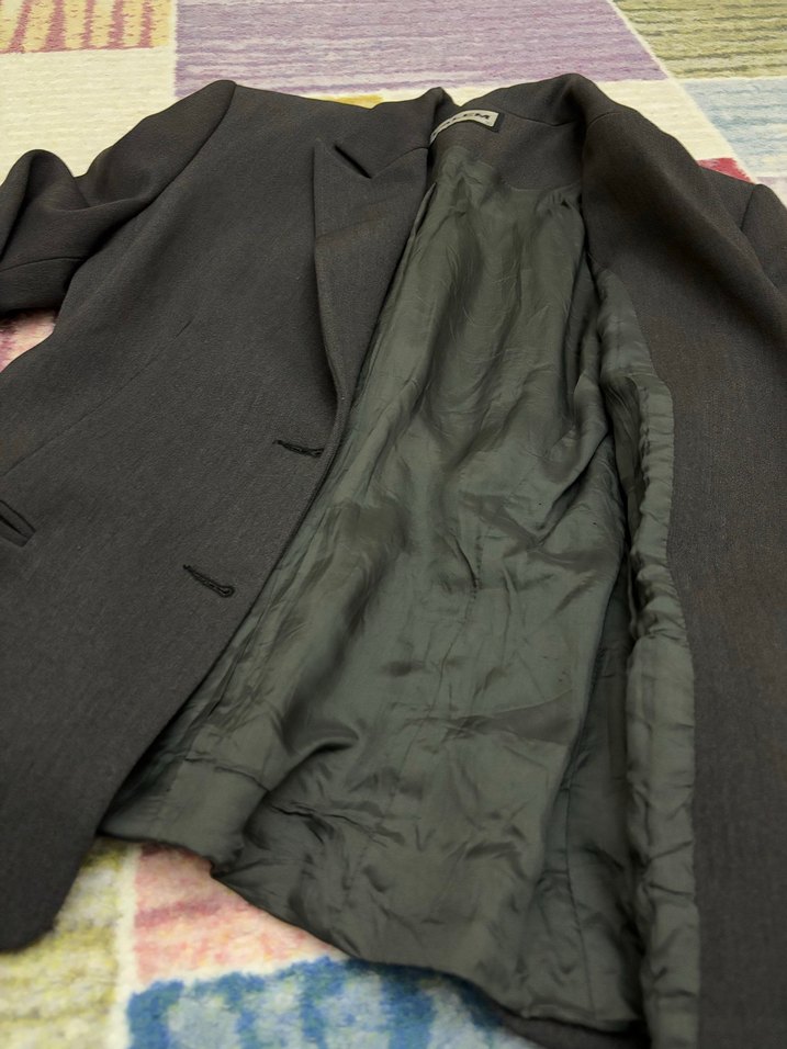 Düğmeli Uzun Kollu Kadın Gri Blazer - Görsel 4