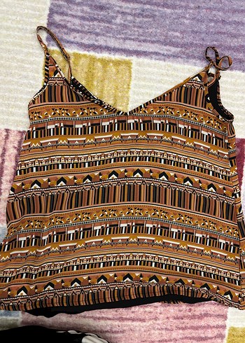 Bohem Desenli Kolsuz Mini Kadın Atlet - Görsel 4