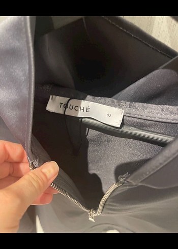 Touche marka Gri Fermuarlı Yüksek Yakalı Kadın Sweatshirt - Görsel 3