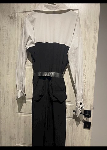 Kadın Siyah Beyaz Uzun Tulum - Görsel 2